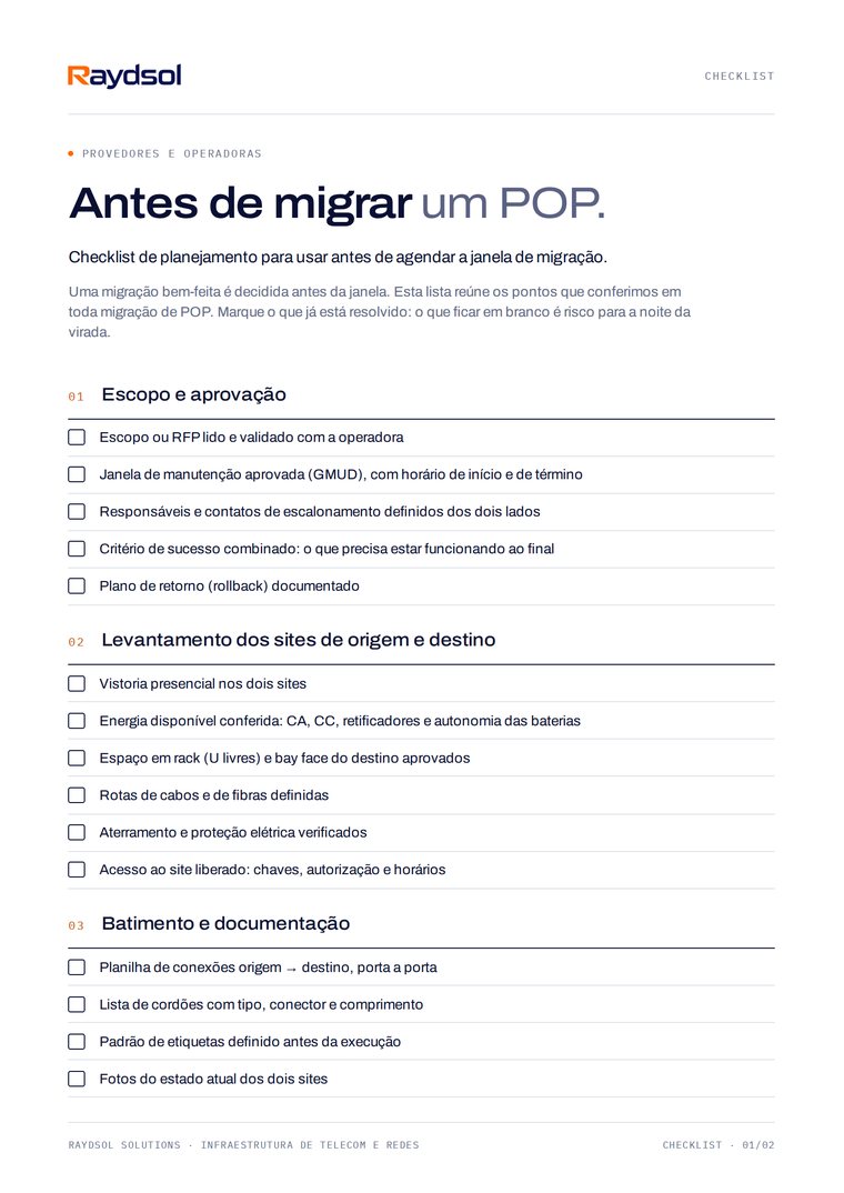 Capa do material Antes de migrar um POP